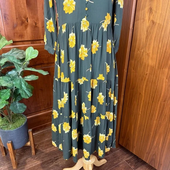 Madewell Dark Green Dress with Yellow Floral Print - Picture 6 of 13